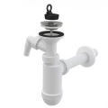 Изображение товара Сифон для умывальника Alca Plast A410P 1 1/4″x32 бутылочный, с прямой трубкой диаметром 32 мм, с отводом (штуцером), литой выпуск с нержавеющей решеткой диаметром 63 мм
