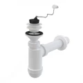 Изображение товара Сифон для умывальника Alca Plast A42R 1 1/4″x40 бутылочный, с прямой трубкой диаметром 40 мм, литой выпуск с пластиковой решеткой диаметром 63 мм