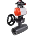 Изображение товара Кран шаровой ALSO КШ.М.Р.080.25-01 3″ Ду80 Ру25 стандартнопроходной, внутренняя резьба, корпус - сталь 20, уплотнение - PTFE, управление - пневмопривод DN.ru-PA-DA-083 с ручным дублером DN.ru-HDM-2 и БКВ DN.ru APL-210N