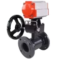 Изображение товара Кран шаровой ALSO КШ.Ф.Р.040.40-01 Ду40 Ру40 стандартнопроходной, фланцевый, корпус - сталь 20, уплотнение - PTFE, управление - пневмопривод DN.ru-PA-DA-065 с ручным дублером DN.ru-HDM-1