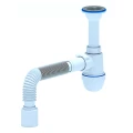 Изображение товара Сифон для кухонной мойки бутылочный АНИ Пласт C0510 1 1/2″x40 с гофрой и решеткой