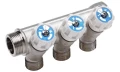 Изображение товара Коллектор AQUALINK 3/4″ Ду20 Ру10 2 отвода 1/2″ Ду15 внутренняя/наружная резьба с вентилями