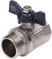 Изображение товара Кран шаровой AQUALINK ВР-НР 3/4″ Ду20 Ру35 полнопроходной, двухходовой, латунь CW617N, уплотнение - PTFE, внутренняя резьба / наружная резьба, ручка-бабочка