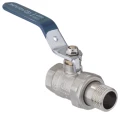 Изображение товара Кран шаровой AQUALINK 1/2″ Ду15 Ру35 полнопроходной, двухходовой, латунь CW617N, уплотнение - PTFE, внутренняя резьба / наружная резьба, со сгоном, ручка-рычаг