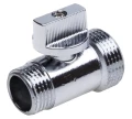 Изображение товара Кран шаровой AQUALINK Мини 1/2х3/4″ Ду15x20 Ру10 Cr стандартнопроходной, двухходовой, латунь CW617N, уплотнение - PTFE, наружная резьба, ручка-флажок