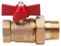 Изображение товара Кран шаровой AQUALINK ВР-НР 1/2″ Ду15 Ру16 стандартнопроходной, двухходовой, латунь CW617N, уплотнение - PTFE, внутренняя резьба / американка, ручка-бабочка