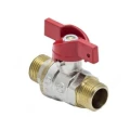 Изображение товара Кран шаровой Aquasfera 1005-02 3/4″ Ду20 Ру30 полнопроходной, двухходовой, латунь CW617N никелированная, уплотнение - PTFE, наружная резьба, ручка-бабочка