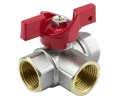 Изображение товара Кран шаровой Aquasfera 1021-01 1/2″ Ду15 Ру40 полнопроходной, трехходовой, латунь CW617N никелированная, уплотнение - PTFE, внутренняя резьба, ручка-бабочка