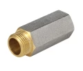 Изображение товара Удлинитель Aquasfera 9038 Ду15 Ру40 L=60мм, внутренняя/наружная резьба с наружным шестигранником, латунь никелированная