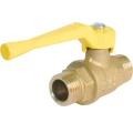 Изображение товара Кран шаровой БАЗ 11б27п А12 1″ Ду25 Ру40 ГАЗ полнопроходной, двухходовой, латунь ЛС59-1, уплотнение - фторопласт, наружная резьба, ручка-рычаг