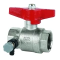 Изображение товара Кран шаровой Cimberio CIM300 3/4″ Ду20 Ру16 серии T14, полнопроходной, со сливом, двухходовой, латунь CW617N никелированная, уплотнение - PTFE, внутренняя резьба, ручка-бабочка