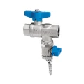Изображение товара Кран шаровой Cimberio CIM630 34 3/4″ Ду20 Ру32 серия Т12, с фильтром и сливным краном, латунная крышка на цепочке, полнопроходной, двухходовой, латунь CW617N, уплотнение - PTFE, внутренняя резьба, алюминиевая ручка-бабочка