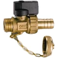 Изображение товара Кран шаровой Cimberio CIM 193 1/2x3/4″ Ду9 Ру16 стандартнопроходной, сливной, латунь, наружная резьба, алюминиевая ручка-бабочка, для бойлера, с латунной крышкой и цепочкой
