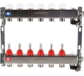 Изображение товара Коллектор стальной ROMMER RMS-1201 с расходомерами, с клапаном выпуска воздуха и сливом, 6 выходов