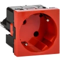 Изображение товара Розетка Daccord 45х45 4525058 45° с заземляющим контактом, без защитной шторки, с безвинтовым зажимом (2 модуля), цвет - красный
