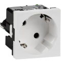 Изображение товара Розетка Daccord 45х45 4521058 45° с заземляющим контактом, без защитной шторки, с безвинтовым зажимом (2 модуля), цвет - белый
