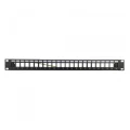 Изображение товара Патч-панель DKC UTP/STP 19″ наборная, под 24 модуля Keystone, высота - 1U, цвет - черный RNKPP241