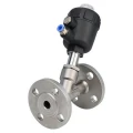 Изображение товара Клапан отсечной пневматический DN.ru 316P-PF Ду40 Ру25, корпус - нержавеющая сталь CF8M (AISI 316), фланцевый, Y-образный, корпус привода - пластик (опрессовано)
