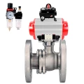 Изображение товара Кран шаровой DN50 фланцевый, нержавеющая сталь 316, PTFE, пневмопривод NAMUR