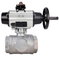 Изображение товара Кран шаровой DN ru BV3232P 3-ходовой 65 Ду нержавеющая сталь PTFE пневмопривод
