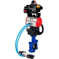 Изображение товара Затвор дисковый поворотный DN.ru WBV1616N-2W-Fb-H Ду100 Ру16 LUG, корпус - чугун QT450, диск - чугун QT450, уплотнение - NBR, с пневмоприводом PA-DA-083, пневмораспределителем 4V320-08 NAMUR AC220V, ручным дублером MON2-450-T28-ISO и БКВ APL-410N EX