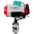 Изображение товара Затвор дисковый поворотный DN.ru WBV3131S-2W-W-H Ду15 Ру10, под приварку, пищевая нержавеющая сталь 304, уплотнение - Silicon, с пневмоприводом PA-SA-065, пневмораспределителем 4M320-10 AC220V и магнитным переключателем ALS200D