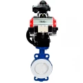 Изображение товара Затвор дисковый поворотный DN.ru WBV3434Pf-2W-Fb-R Ду250 Ру16 с пневмоприводом и блоками контроля