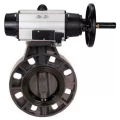 Изображение товара Затвор дисковый поворотный DN.ru WBV4242E-2W-Fb-ISO Дн80 Ру10 межфланцевый, корпус - НПВХ, диск - НПВХ, уплотнение - EPDM, с пневмоприводом PA-DA-105-1 и пневмораспределителем 4М310-08 24В NAMUR