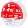 Изображение товара Изолента EKF SafeFlex 19 мм, длина - 20 м, профессиональная самозатухающая, материал - поливинилхлорид, цвет - белый