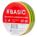 Изображение товара Изолента EKF Basik 0.13х15 мм, длина 20 м, желто-зеленая, для электромонтажа