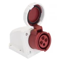 Изображение товара Розетка стационарная EKF 32А 380В наружная, 4 полюса 3Р+РЕ, степень защиты IP67, корпус - полиамид, цвет красно-белый ps-1242-32-380