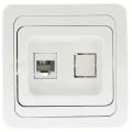 Изображение товара Розетка компьютерная EKF Лондон 1-местная, RJ45, способ монтажа - скрытый, цвет - белый