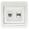 Изображение товара Розетка комбинированная EKF Лондон 2-местная RJ45 и телефонная, скрытый монтаж, белая
