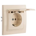 Изображение товара Розетка EKF Минск 1-местная, сила тока - 16А, с заземлением, с крышкой, с защитными шторками, способ монтажа - скрытый, цвет - бежевый ERR16-029-200