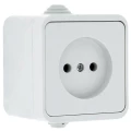 Изображение товара Розетка EKF Прага 1-местная, сила тока - 10А, без заземления, IP44, способ монтажа - открытый, цвет - белый EKR10-022-10-44