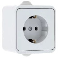 Изображение товара Розетка EKF Прага 1-местная, сила тока - 16А, с заземлением, IP44, способ монтажа - открытый, цвет - белый EKR16-028-10-44