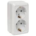 Изображение товара Розетка EKF Рим 2-местная, сила тока - 16А, с заземлением, способ монтажа - открытый, цвет - белый