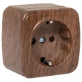 Изображение товара Розетка EKF Basic Минск 1-местная с заземлением, IP20, 16А, темное дерево