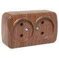 Изображение товара Розетка EKF Basic Минск 2-местная, сила тока - 10A, без заземления, способ монтажа - открытый, степень защиты - IP20, цвет - темное дерево