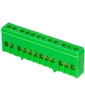 Изображение товара Шина нулевая изолированная EKF PROxima N 6x9 мм, 12 отверстий, зеленый изолятор на DIN-рейку, корпус-латунь, 10 шт