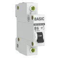 Изображение товара Автоматический выключатель однополюсный EKF Basic ВА47-29 1P 6А (B) 4.5kА, сила тока 6 А, тип расцепления B, отключающая способность 4.5 kА