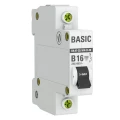 Изображение товара Автоматический выключатель однополюсный EKF Basic ВА47-29 1P 16А (B) 4.5kА, сила тока 16 А, тип расцепления B, отключающая способность 4.5 kА