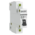 Изображение товара Автоматический выключатель однополюсный EKF Basic ВА47-29 1P 20А (B) 4.5kА, сила тока 20 А, тип расцепления B, отключающая способность 4.5 kА