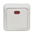 Изображение товара Выключатель одноклавишный EKF PROxima Рим открытой установки, с индикатором, номинальный ток - 10 А, степень защиты IP20, цвет - белый ENV10-121-10