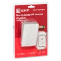 Изображение товара Звонок беспроводной EKF Classic в розетку, способ монтажа - открытый, количество мелодий - 51 шт, радиус действия - 150 м, cтепень защиты - кнопки IP44, звонка IP20, цвет - бело-серый