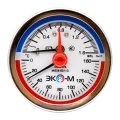 Изображение товара Термоманометр ЭКОМЕРА МД04-63мм 1.6МПа 160°С G1/4″ осевое присоединение, с переходником на G1/2″
