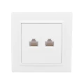 Изображение товара Розетка компьютерная EKF BASIC Минск 2-местная RJ45, номинальный ток 3 А, степень защиты - IP20, цвет - белый