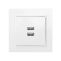Изображение товара Розетка USB EKF BASIC Минск 2-местная, номинальный ток 2.1А, степень защиты IP20, цвет - белый