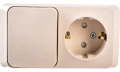 Изображение товара Блок комбинированный Systeme Electric Этюд BPA16-201 выключатель и розетка с заземлением бежевый