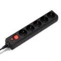Изображение товара Фильтр сетевой BURO 500SH-1.8-B, розетки - 5 шт, длина кабеля - 1,8 м, ток номинальный - 10 А, мощность - 2200 Вт, с заземлением и защитой от перенапряжения, черный